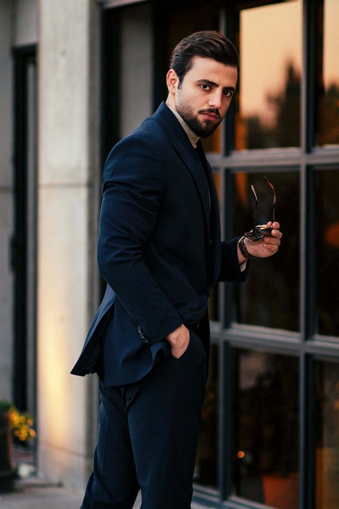 man wearing tailored suit